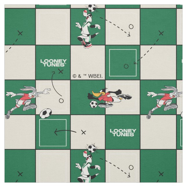 Tissu LOONEY TUNES™ Soccer Grid Pattern (Échantillon)