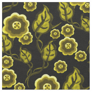 Tissu L'or fleurit/feuille d'or/noir 2 floral d'art