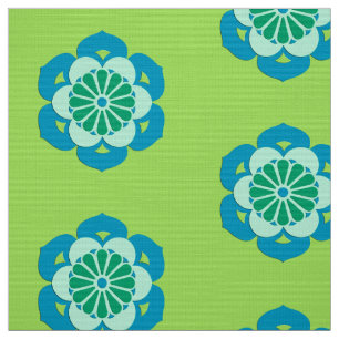 Tissu Lotus Flower Mandala, Lime Green et Bleu clair