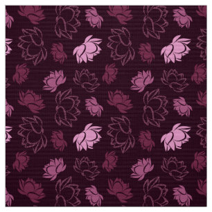 Tissu Lotus Flower Motif en Bourgogne