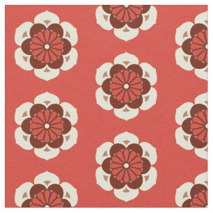 Tissu Lotus Flower Print, Mandarin Orange