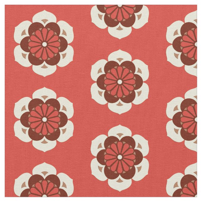 Tissu Lotus Flower Print, Mandarin Orange (Fermer)