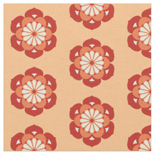 Tissu Lotus Flower Print, Pastel et Mandarin Orange