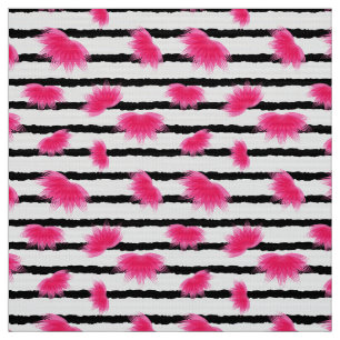 Tissu Lotus rose Motif à rayures noires