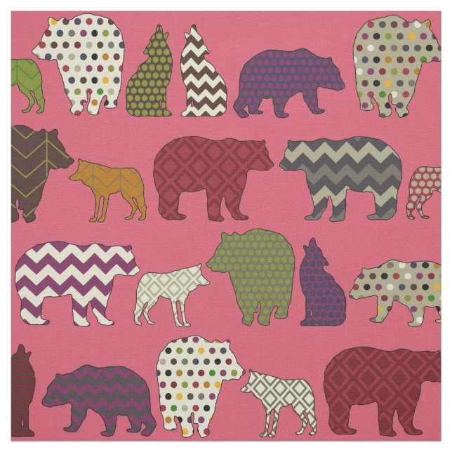 Tissu loup d'ours rose (Échantillon)