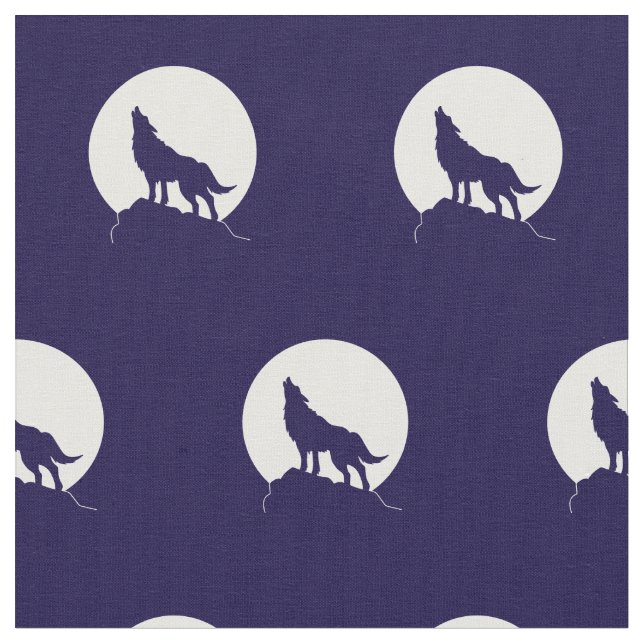 Tissu Loup hurle aux loups de lune (Fermer)