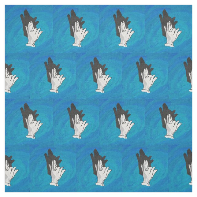 Tissu Loup ombragé sur bleu (Échantillon)