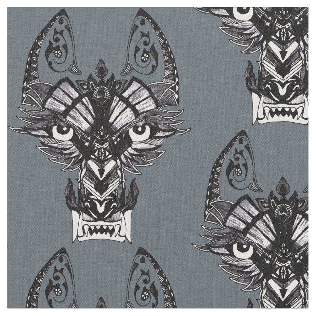 Tissu Loup tribal gris (Fermer)