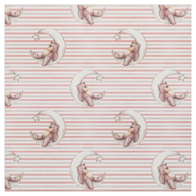 Tissu L'ours en peluche dans la lune (Échantillon)
