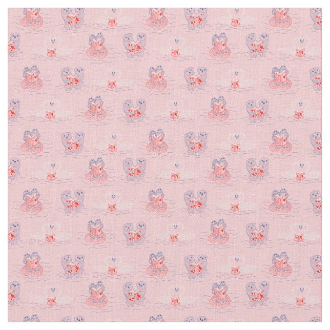 Tissu Loutres, cygnes, grenouilles Lecture Livres Valent (Fermer)