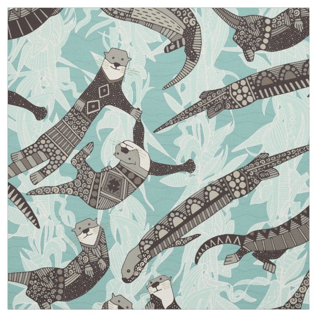 Tissu loutres de mer bleues (Échantillon)