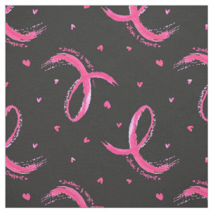 Tissu Love and Support Pink Ribbon Motif