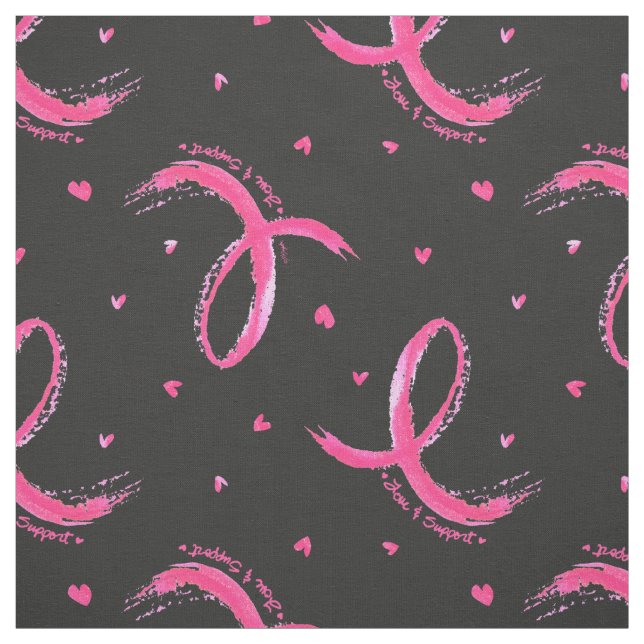 Tissu Love and Support Pink Ribbon Motif (Échantillon)
