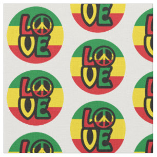 Tissu LOVE avec symbole de paix, style reggae