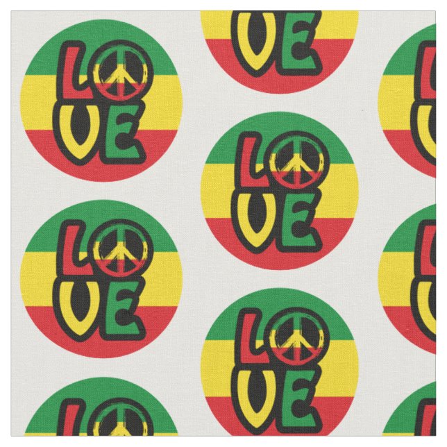 Tissu LOVE avec symbole de paix, style reggae (Fermer)
