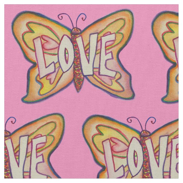 Tissu Love Butterfly Inspirational Word Fabric Material (Fermer)