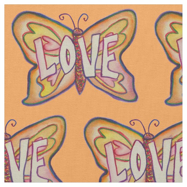Tissu Love Butterfly Inspirational Word Fabric Material (Fermer)