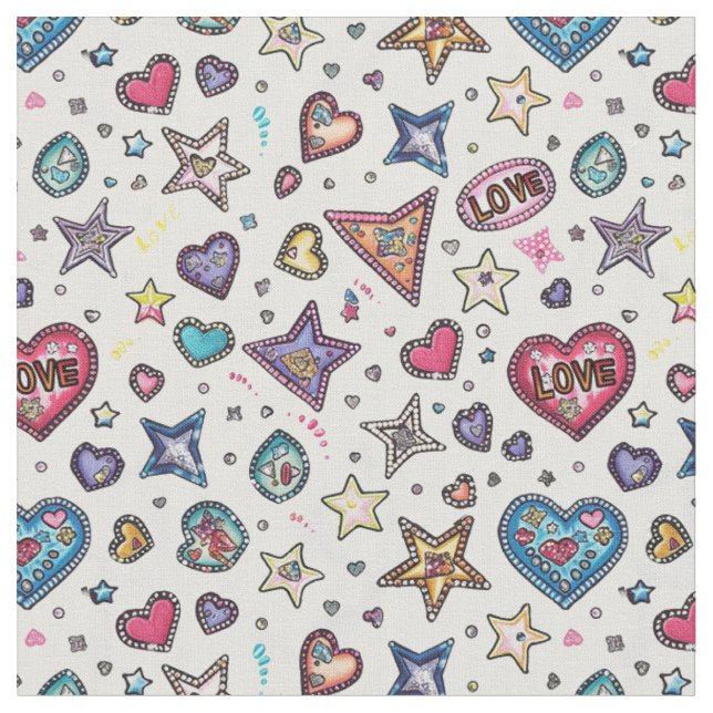 Tissu Love & Crystals | Motif sans couture Cœurs de cris (Fermer)