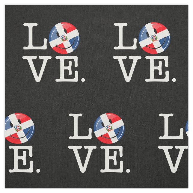 Tissu Love Dominican Republic Smiling Flag (Échantillon)