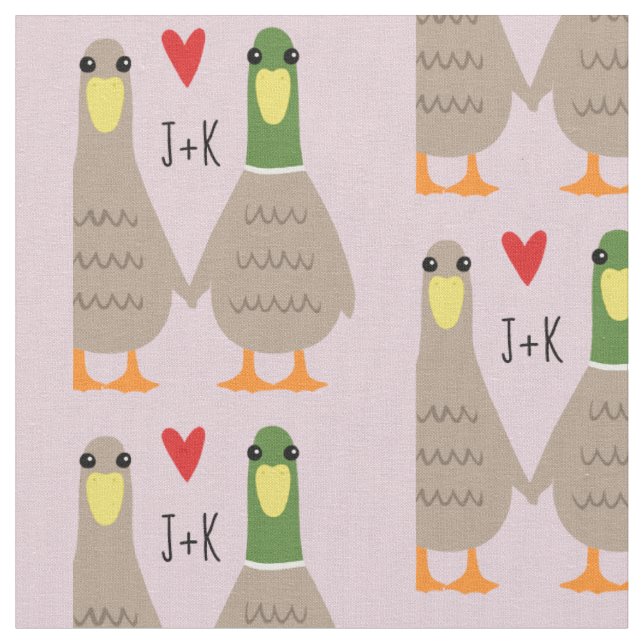 Tissu Love Ducks Initiales personnalisées Saint-Valentin (Fermer)