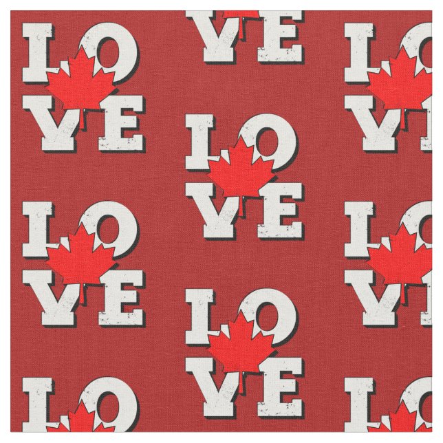 Tissu LOVE Maple Leaf Canada Blanc sur rouge (Fermer)