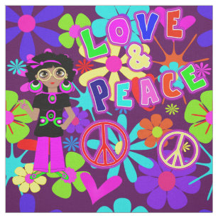 Tissu Love & Peace 60'S Hippie Flower Power Super