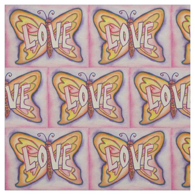 Tissu Love Pink Butterfly Inspirational Fabric Material (Échantillon)