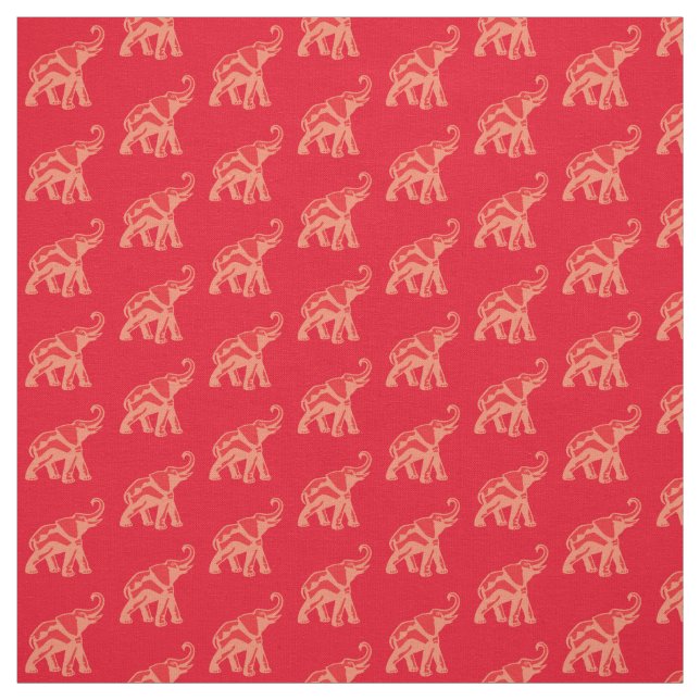 Tissu Lucky Red Elephant (Échantillon)