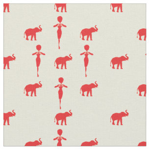 Tissu Lucky Red Elephant