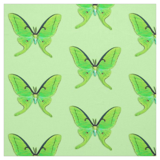 Tissu Luna moth sur un arrière - plan vert pâle (Échantillon)