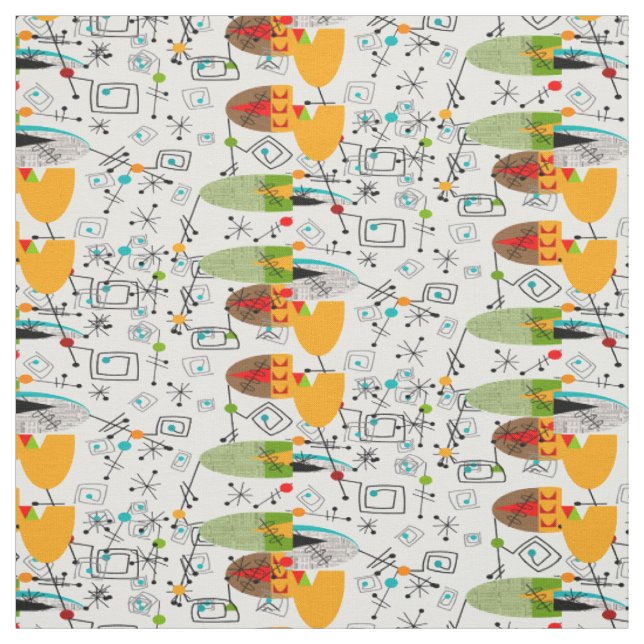 Tissu lunatique moderne 5 de la moitié du siècle (Échantillon)