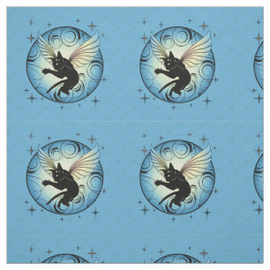 Tissu Lune de chat cosmique et étoiles