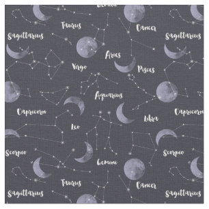 Tissu Lune et constellations