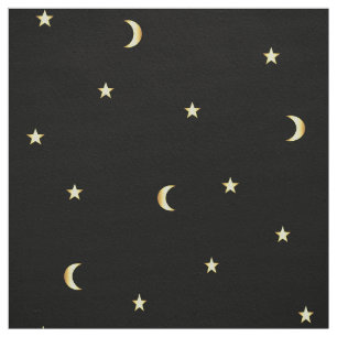 Tissu Lune et étoiles d'or