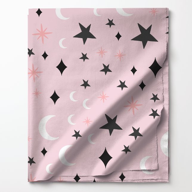 Tissu Lunes célestes et étoiles sur Motif rose (Créateur téléchargé)