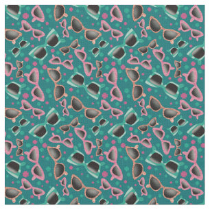 Tissu Lunettes de soleil rétro motif turquoise