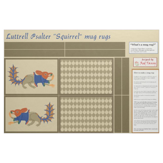 Tissu Luttrell Psalter "Écureuil" do-it-yourself Tapis d (Fat Quarter)