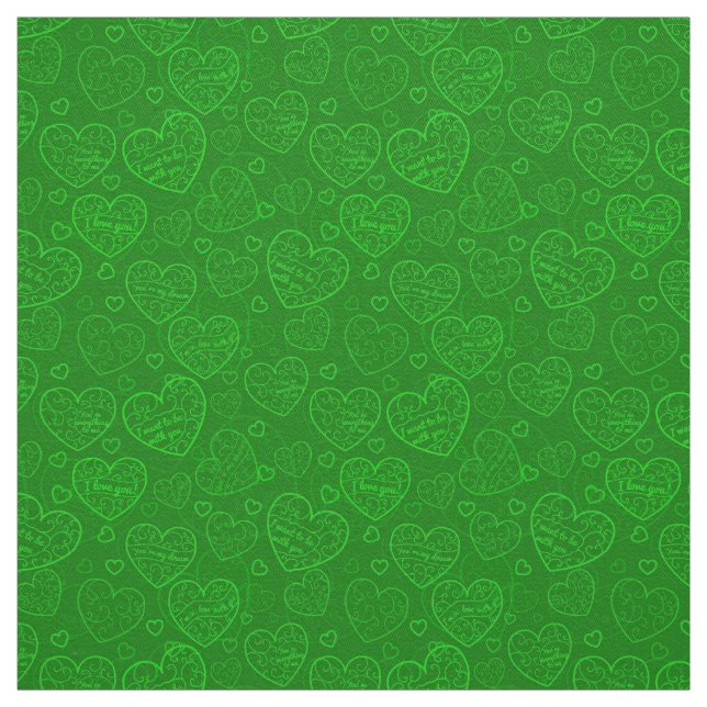 Tissu Luxe Moderne Élégant Amour Vert Coeur (Échantillon)