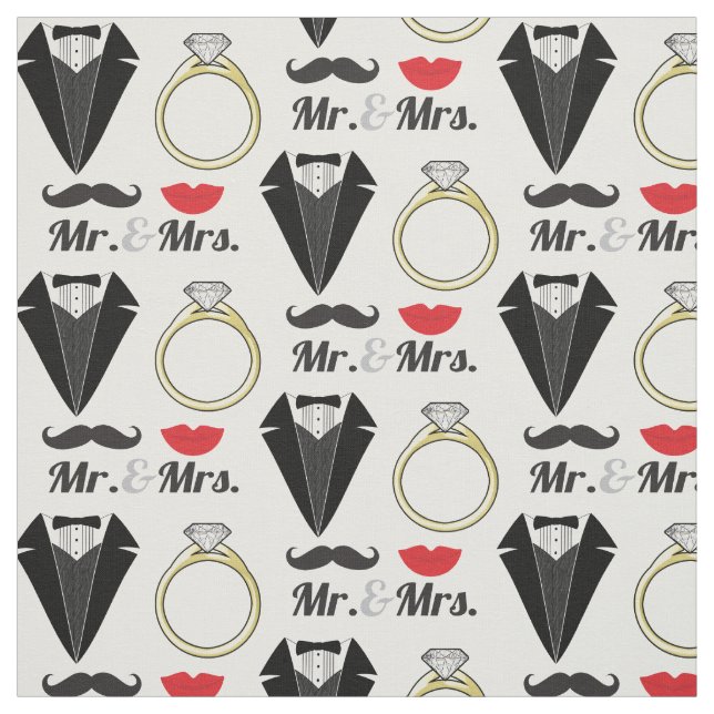Tissu M. et Mme Lips Mustache Ring Tuxedo Mariage (Échantillon)