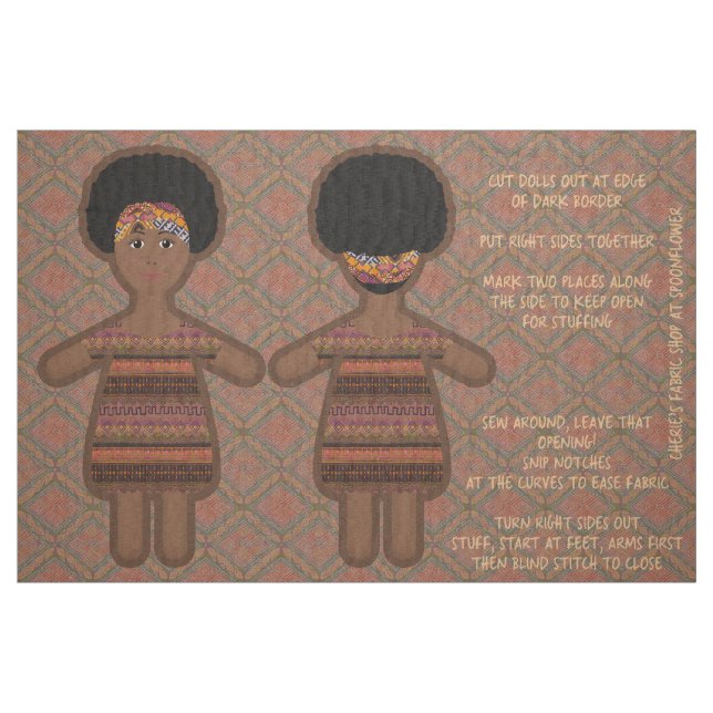 Tissu Ma douce poupée à la peau foncée, poupée ethnique (Fat Quarter)