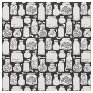 Tissu macabre spécimens médicaux noir blanc gothique