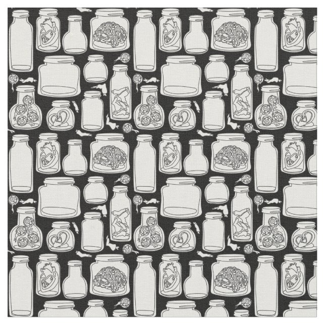 Tissu macabre spécimens médicaux noir blanc gothique (Fermer)