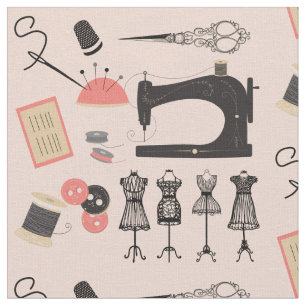 Tissu Machine à coudre vintage Conception de thème de