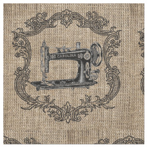 Tissu Machine à coudre vintage en toile de jute