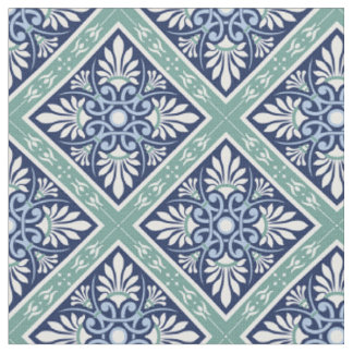 Tissu Magnifique Abstrait marocain - Bleu, Blanc, Vert