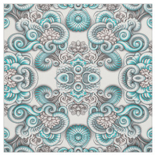 Tissu Magnifique Aqua Grey unique en blanc carrelé