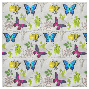 Tissu Magnifique Papillons Bees Folid Vivid Motif