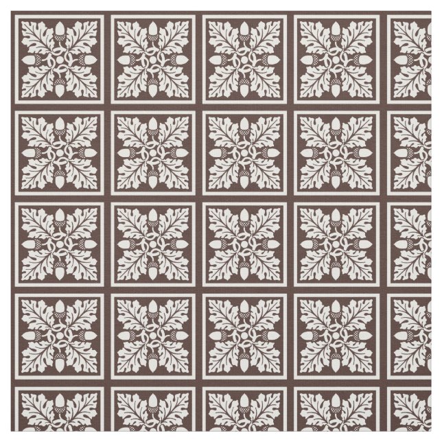 Tissu Mahogany Acorn and Leaf Tile Design (Échantillon)