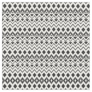 Tissu Main moderne noire et blanche dessinée Tribal Azte