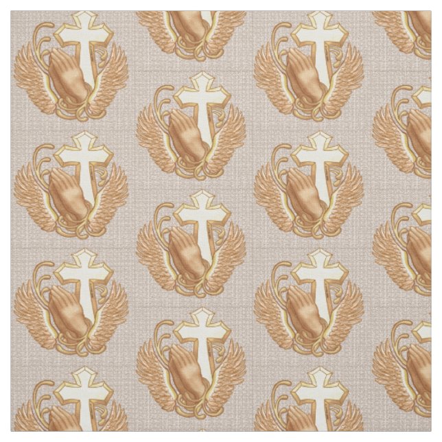 Tissu Mains de prière Croix chrétienne (Échantillon)